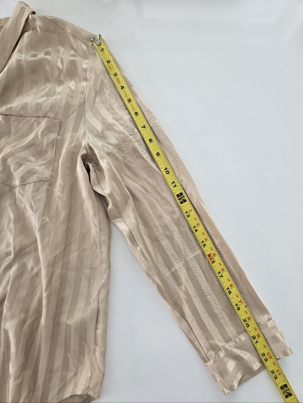 Aimer Silky Striped Pajama Set in Champagne Size Small - Picture 12 of 16